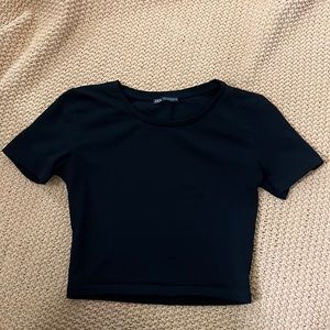 Zara Black Fitted Cropped Tee
